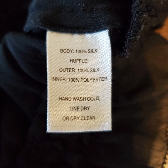 WHBM Black 100% Silk Ruffle Top - Picture 4 of 4